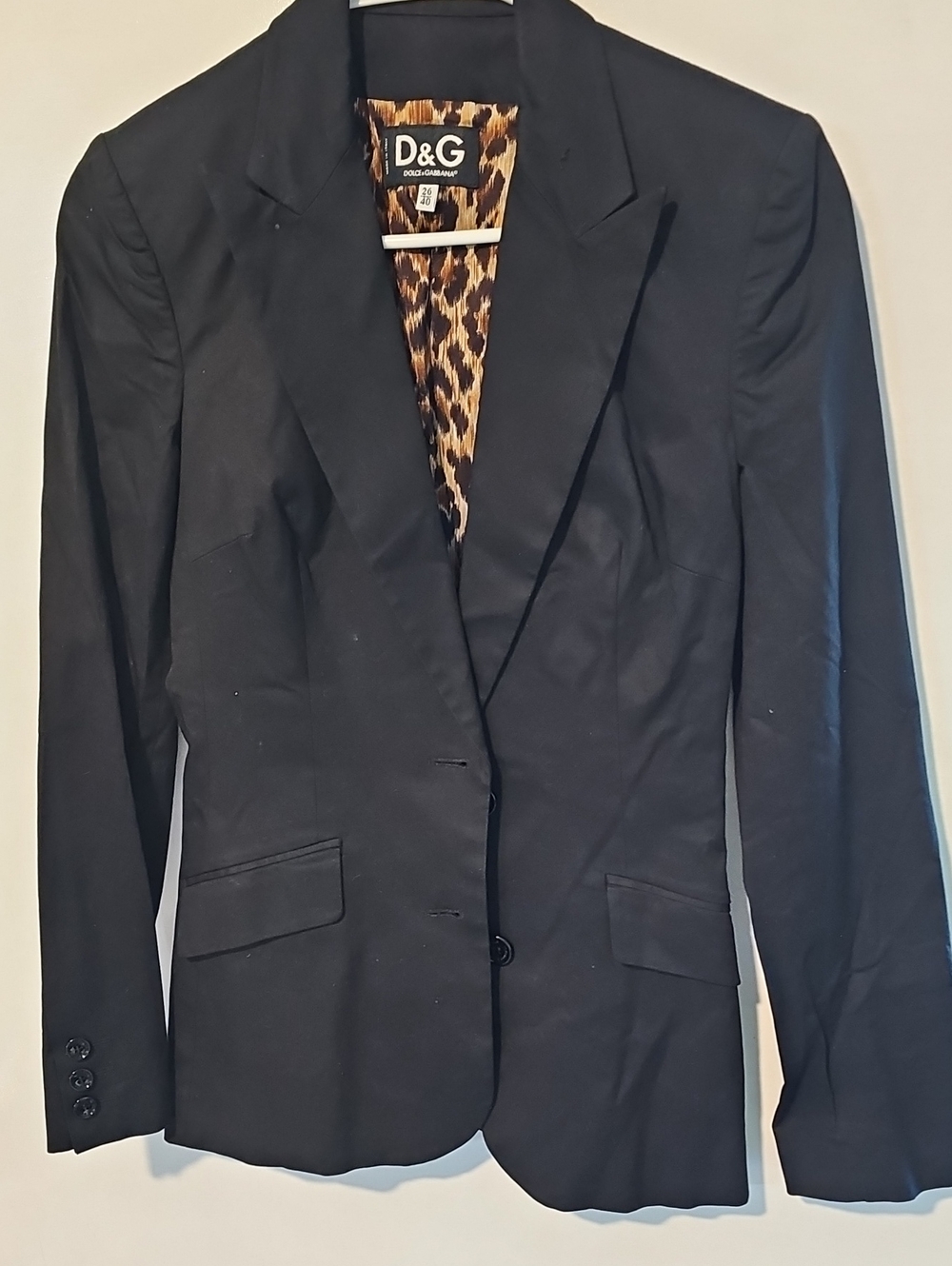 D&G Black Blazer with Leopard-Print Lining